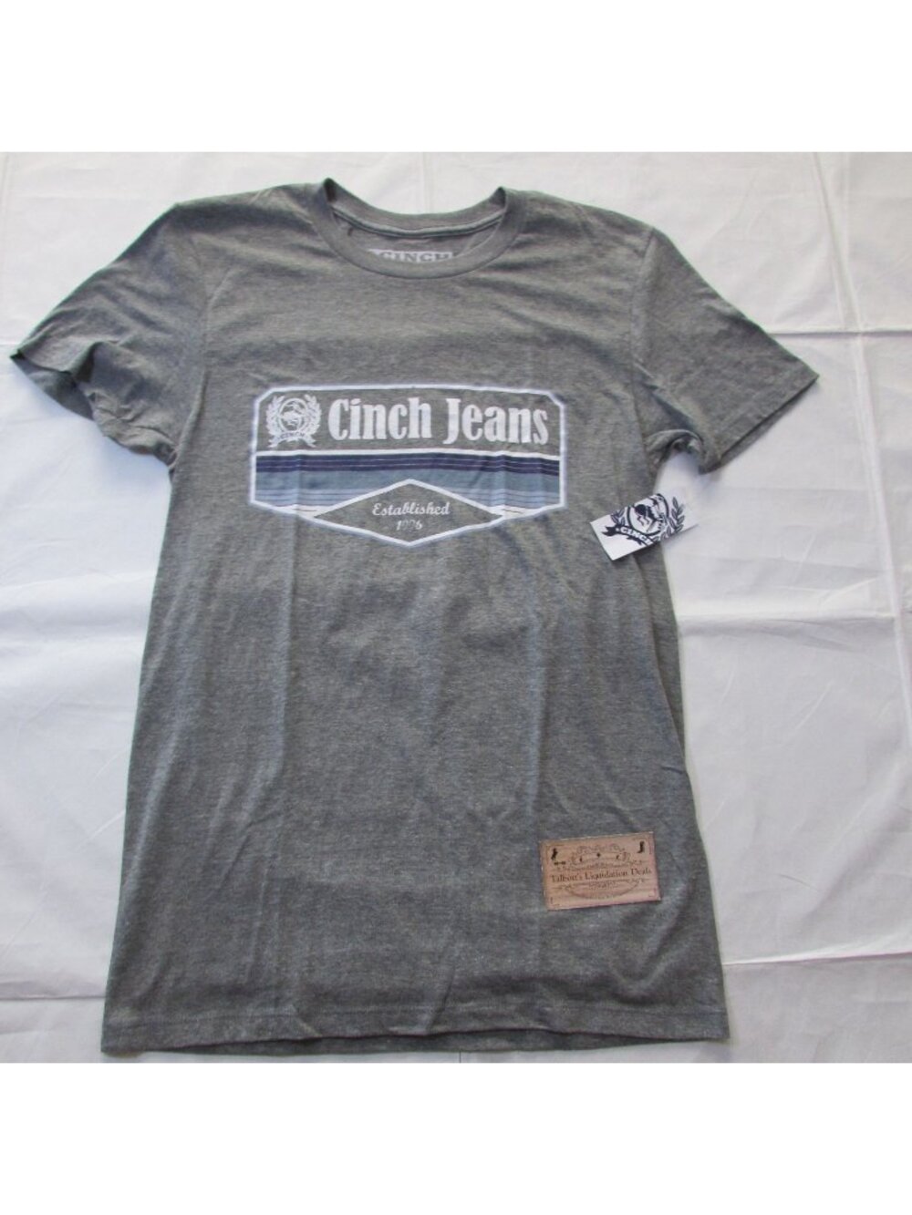 Cinch Men's SM Short Sleeve Jeans Logo Graphic T-Shirt Grey